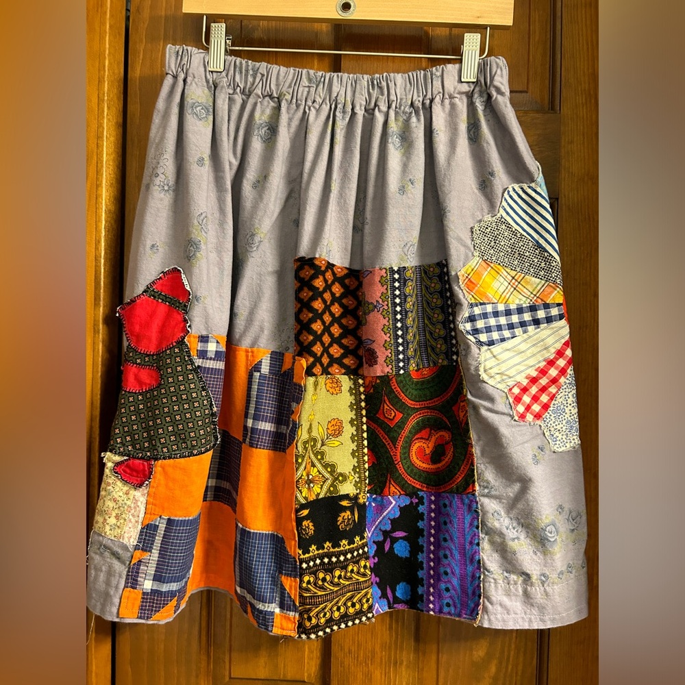 Upcycled handmade tablecloth skirt